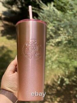 Starbuck 24oz Glitter Gradient Rose Gold Cold Cup/Tumbler 2019 Rare HTF New