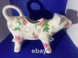 Stoneware Ceramic Floral Pink Roses Creamer RARE retired Design