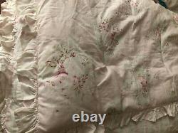 Stunning RARE Rachel Ashwell Treasures Ruffled F/Q Roses Fluffy Comforter EXC