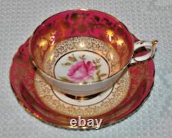 Stunning Rare Double Warrant Paragon with Pink Cabbage Roses, Teacup & Saucer