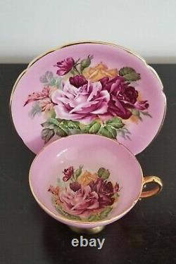 Superb Rare Stanley England Pink Cup and Saucer Three Roses