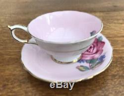 Superb Vintage Rare Paragon Tea Cup & Saucer Cabbage Rose On Pink
