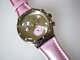 Time In Rose! Pink Swatch Irony Chrono W Crystals, Date, Leather Band! Nib-rare