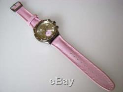 TIME IN ROSE! Pink Swatch IRONY CHRONO w Crystals, DATE, Leather Band! NIB-RARE