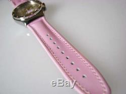 TIME IN ROSE! Pink Swatch IRONY CHRONO w Crystals, DATE, Leather Band! NIB-RARE