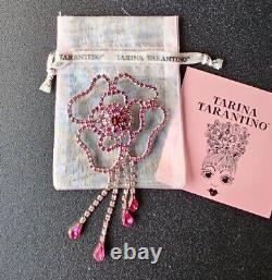 Tarina Tarantino Pink Swarovski Crystals Rose Brooch Vintage Super Rare New