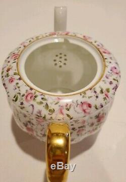 Teapot Pink Rose chintz / Chelsea Rose Clarence Bone China England Rare
