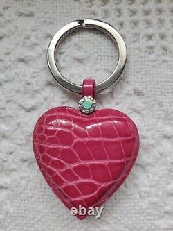 Tiffany & C0. Barbie Pink (Sea Rose) Heart Crocodile Key Ring Authentic RARE