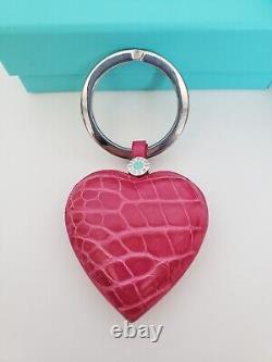 Tiffany & C0. Barbie Pink (Sea Rose) Heart Crocodile Key Ring Authentic RARE