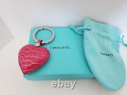 Tiffany & C0. Barbie Pink (Sea Rose) Heart Crocodile Key Ring Authentic RARE