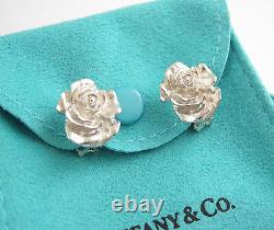 Tiffany & Co RARE Silver Rose Flower Earrings