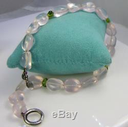Tiffany & Co Rare Vintage 2002 Sterling Silver Rose Quartz Peridot Bead Necklace