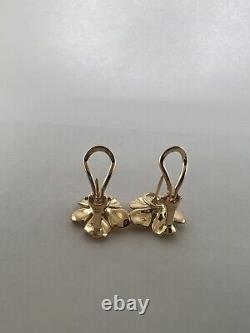 Tiffany & Co Rare Vintage Wild Rose Dogwood Flower Earrings 18k Yellow Gold