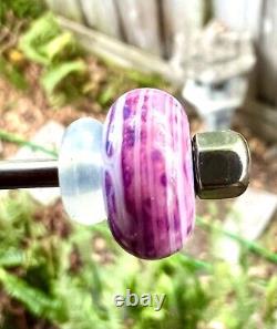 Trollbead trollstone pink stripes rare ooak unique