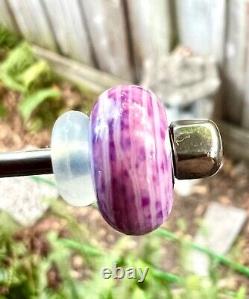 Trollbead trollstone pink stripes rare ooak unique