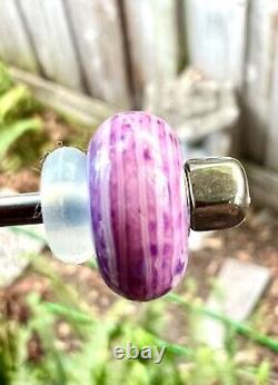 Trollbead trollstone pink stripes rare ooak unique