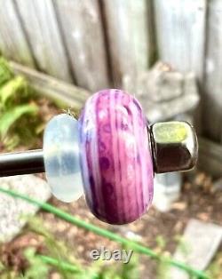 Trollbead trollstone pink stripes rare ooak unique