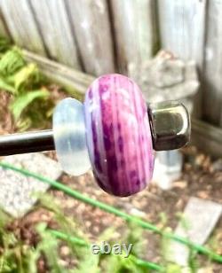 Trollbead trollstone pink stripes rare ooak unique