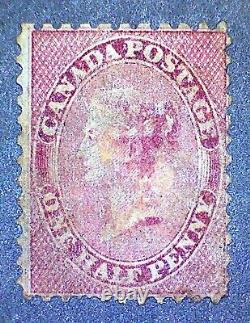 ULTRA RARE Canada #11 USED Rose on Wove Paper(1858) VGG CERT, Thins, Top Reperf