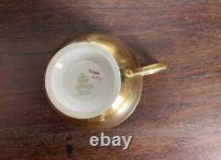 Ultra Rare Aynsley Pink 13 Cabbage Roses Heavy Gold Exterior Teacup and Saucer