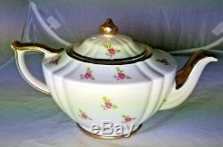 VERY RARE Vintage SADLER ENGLAND IVORY TEAPOT With PINK ROSES! Good Condition
