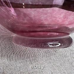 VTG MCM Nine Iron Studio Rose Pink Glass Swung Pitcher Vase Art Deco Retro Rare