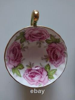 Very Rare Cabbage Rose by Aynsley Tea Cup and Saucer, Green