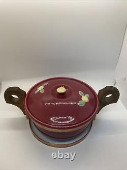 Very Rare Coors Pottery Rose Bud Casserole With Copper Serving Unit Lid Has Chip