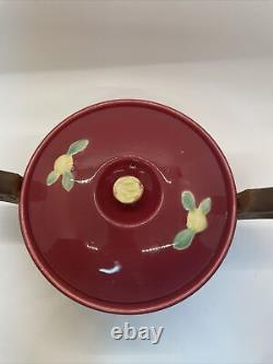 Very Rare Coors Pottery Rose Bud Casserole With Copper Serving Unit Lid Has Chip