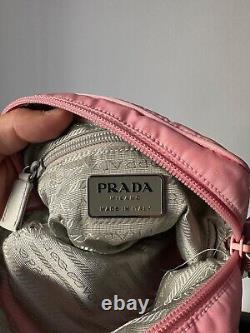 Very Rare! PRADA crossbody nylon pink rose bag Linea Rossa red Tab