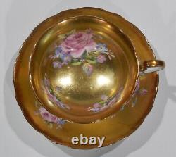 Very Rare RADFORDS PINK ROSE BOUQUET on ALL-GOLD GILDED Background CUP & SAUCER
