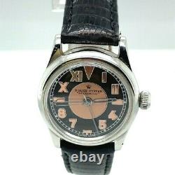 Very Rare Rolex 1950's Speedking with Rose Gold Numerals on Black Dial