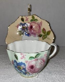 Very Rare Vintage Paragon Pink Cabbage Rose Double Warrant Teacup & Saucer