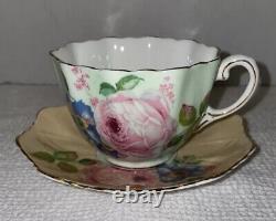 Very Rare Vintage Paragon Pink Cabbage Rose Double Warrant Teacup & Saucer