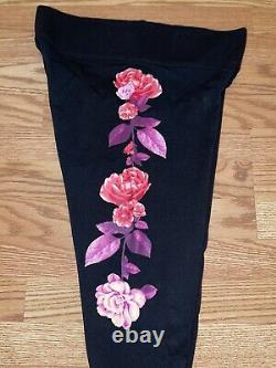 Victoria Secret Pink Bling Sequin Rose RARE Crew Sweatshirt Leggings Outfit Set
