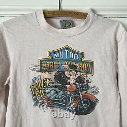 Vintage 1990 Harley Davidson 3D Emblem Shirt Power Pig Size S Rare 80s 90s
