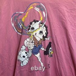 Vintage 1993 Betty Boop Bubble Blow Hooded TShirt Pink Read Rare King Features