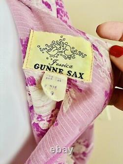 Vintage 70s Rare Gunne Sax White Heart Label Purple Rose Prairie Maxi Dress Sz 9