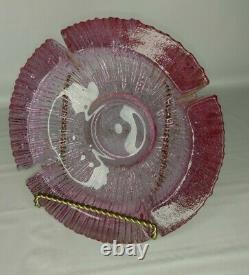 Vintage Blenko Handcraft Heavy Glass Ashtray, 9, Rare Rose/ Pink Color