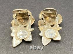 Vintage Cellini Silver 800 Florence Rose Clip-on Earrings RARE