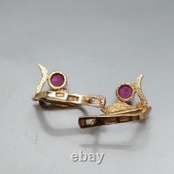 Vintage Earrings Gold 583 14K Corundum Women's Jewelry Odessa Soviet Rare Old