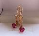 Vintage Earrings Gold 583 14k Ruby Women's Jewelry Russian Soviet Ussr Rare Kyiv