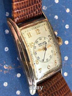 Vintage Gruen Doctor's wrist watch rose gold filled Silver Case1940's very rare