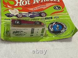 Vintage Hot Wheels Redlines Carded 1967 Ford J Car ROSE with Button RARE