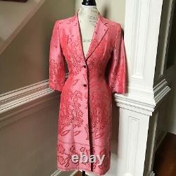 Vintage Lela Rose Jacket Overcoat Women's 4 Pink Two Button Midi Lined Coat RARE