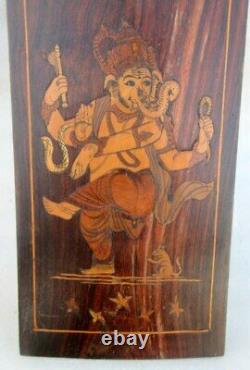 Vintage Old Rare Fine Rose Wood Hindu God Ganesha Stunning Standing Figure Panel
