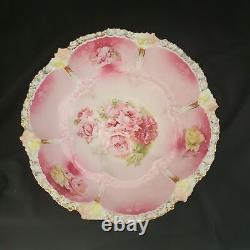 Vintage RS Prussia Pink Rose Bowl, Rare. Art Nouveau, Hand Painted, Pink