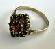 Vintage Rare Bohemian Solid Silver Gold Plated Rose Garnets Ladies Ring