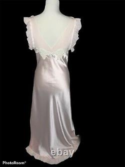Vintage Rare Christian Dior Rose Fluid Satin Nightgown Peignoir Pink Small USA