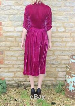 Vintage Rare Emma Domb 1940s Velvet Rose Pink Dress Excellent Condition 10